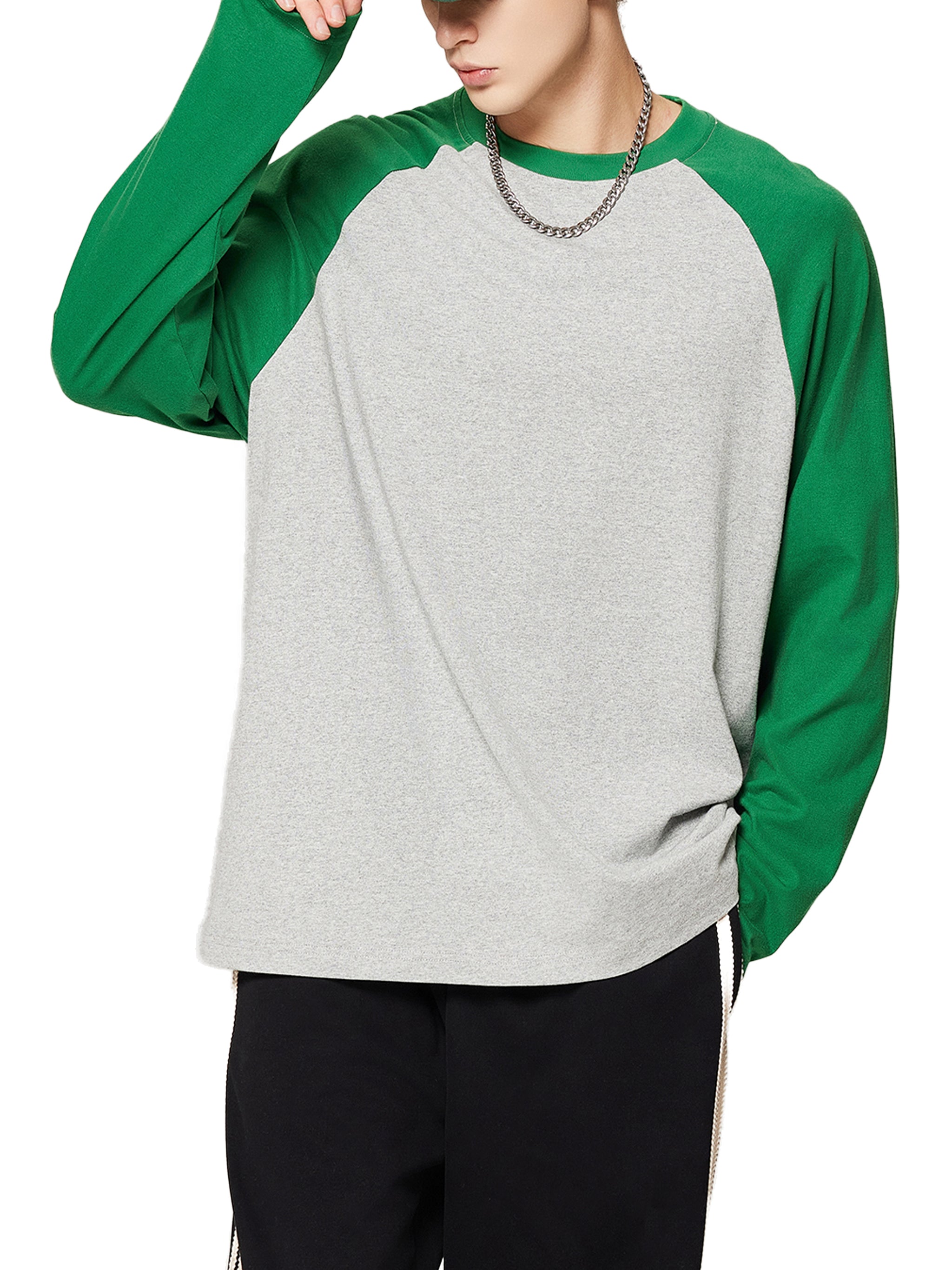 Green Sleeve Black Logo Long-Sleeve T-Shirt